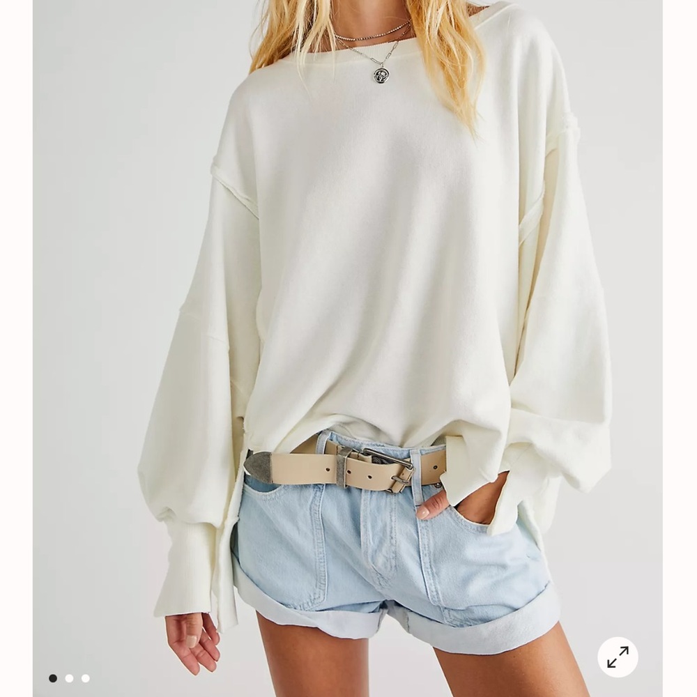 Free People Cream Oversized Top